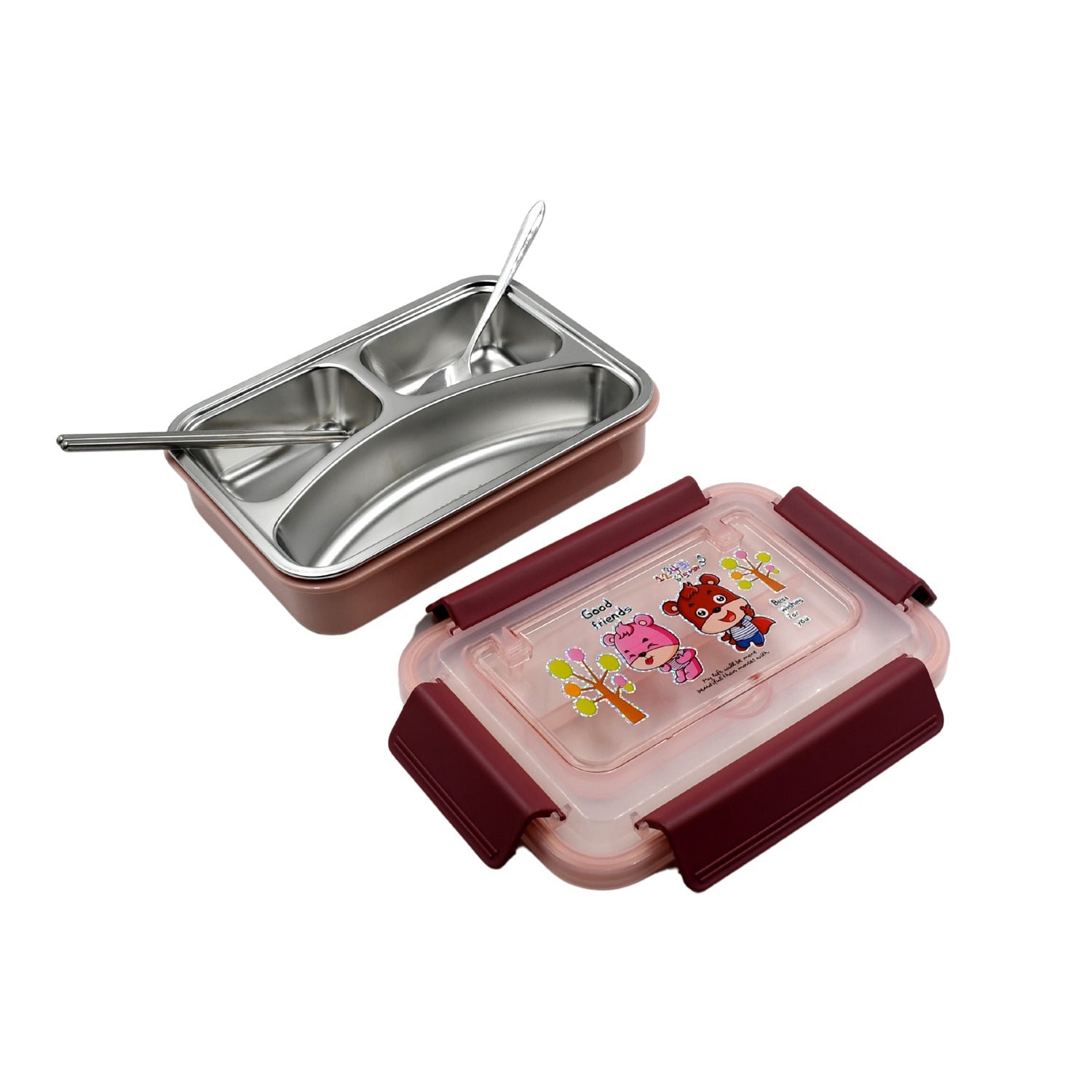 5954 Food‑Safe Materials Kids Lunch Box With steel Spoon & chopsticks Compartment is Designed Made of 304 Stainless Steel Easy to Clean for School for Camping for Work for Home, Office 5954 Food‑Safe Materials Kids Lunch Box With steel Spoon & chopsticks Compartment is Designed Made of 304 Stainless Steel Easy to Clean for School for Camping for Work for Home, Office